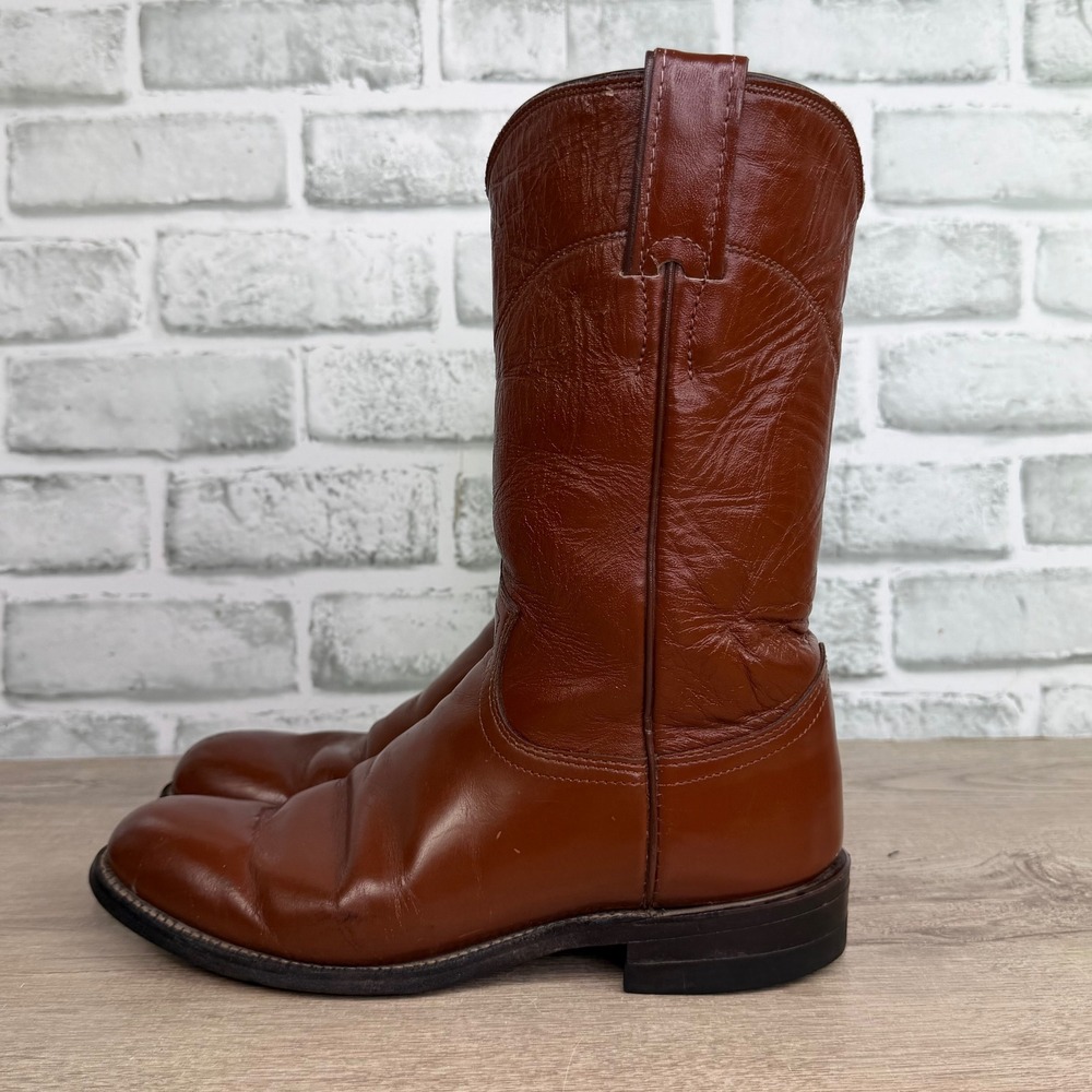 Justin Cognac Leather Western Cowboy Boots 5.5B